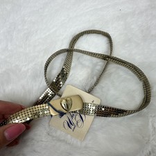 Vintage Whiting Davis Gold Mesh Retro Disco Thin Belt Size Small/Medium 32