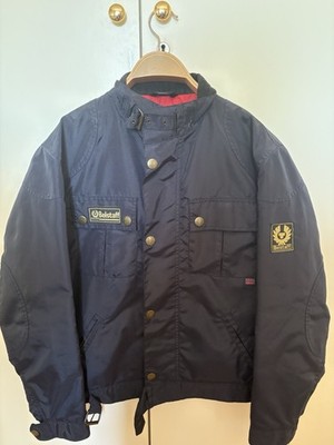Belstaff International Gold Label Motorcycle Jacket Navy Blue Red Lining Size M