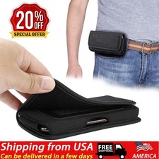 For iPhone 17 16 15 14 Pro Max Nylon Belt Clip Holster Carrying Pouch Case