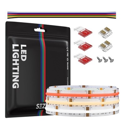 RGBCCT COB Light,RGB+CCT Tunable 3000K-6000K 9.8FT 840LED/m DC24V 12mm Width ...