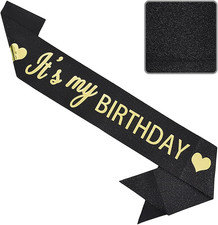 Vuzvuv It'S My Birthday Birthday Sash, Glitter Birthday Sash with Foil Letters B