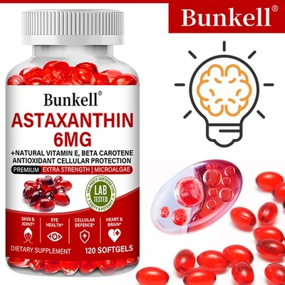 BUNKELL Astaxanthin-Vitamin-E-Kapseln–Unterstützung der Gelenk-Herz-Augen-Hautgesundheit