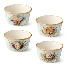 22 Fl. Oz. Multi-Colored Rosewood Ceramic Ice Cream Bowl (Set of 4)