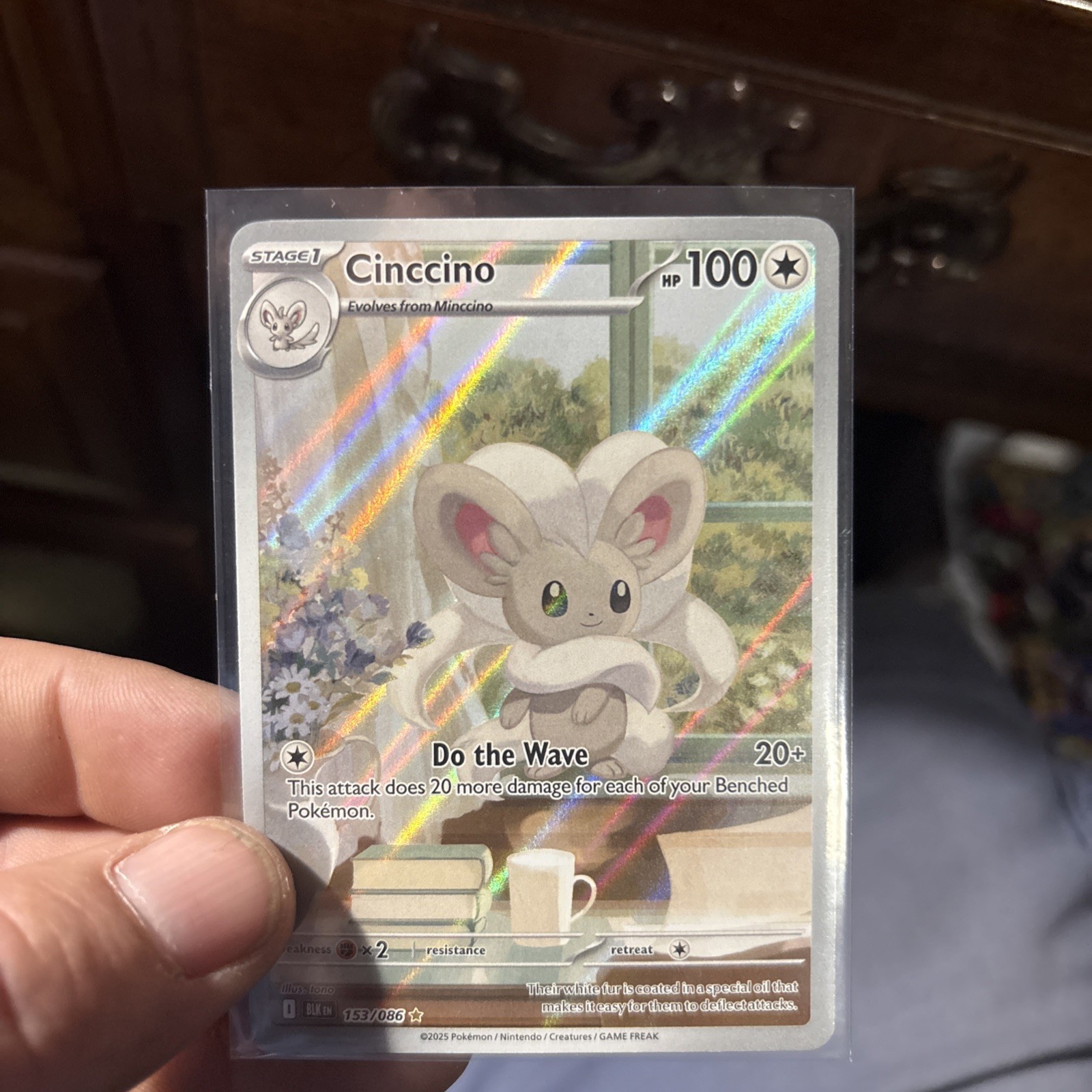 Pokemon TCG SV11B: Black Bolt Cinccino 153/086 IR Holo EN 100 HP Tono