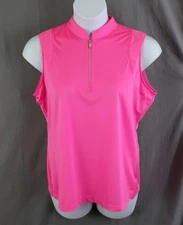 Tail Women's Hot Pink Print 1/4 Zip Sleeveless Activewear Golf Top Size XL