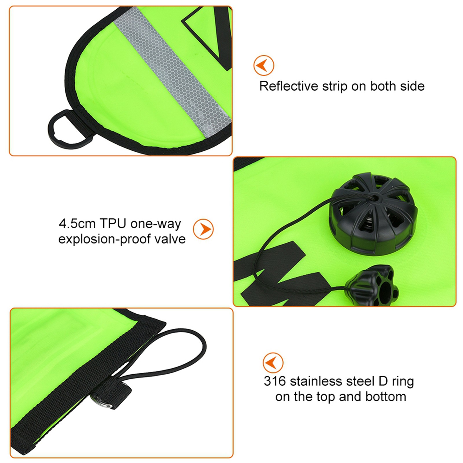 °5FT High Visibility Inflatable Scuba Diving SMB Surface Signal Marker