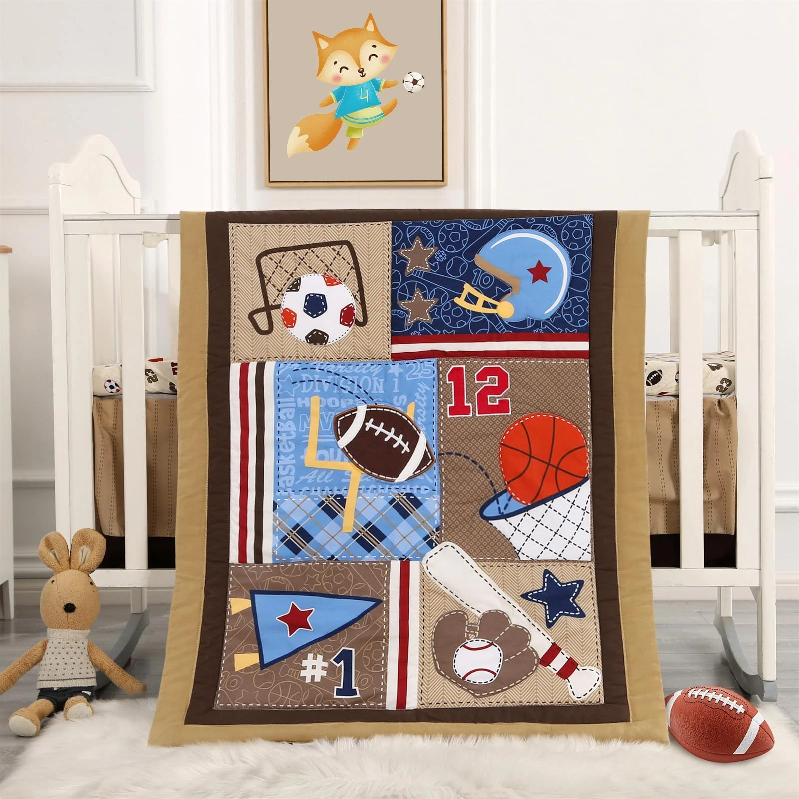 Sports Mini Crib Bedding Set Boys Brown 3PCs Mini Crib Comforter Set Basketba...
Opens in a new wind