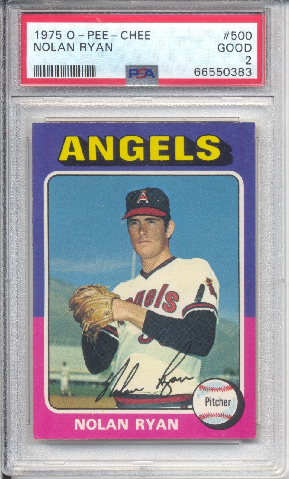 1975 O-Pee-Chee #500 Nolan Ryan PSA 2 Great Eye Appeal view 1
