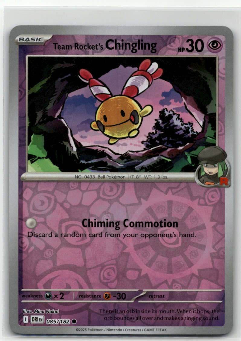 Destined Rivals Pokemon Card Team Rocket's Chingling #85 Reverse Holo