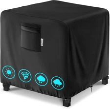 32" Square Fire Pit Cover – Heavy-Duty Waterproof Oxford, Buckle Straps, Air Ven