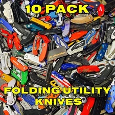 🌟(10 Pack) Assorted Lot of Folding Utility Knife Box Cutter, Good Razors, NICE!