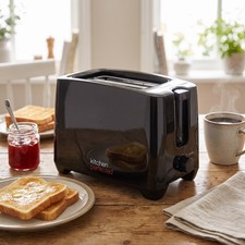 2 Slice Toaster Black Extra Wide Slots Defrost Reheat 7 Variable Browning New