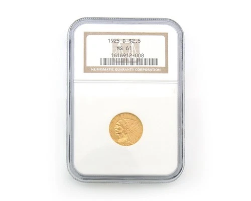 1925-D Indian Head Quarter Eagle $2.5 Gold NGC MS61