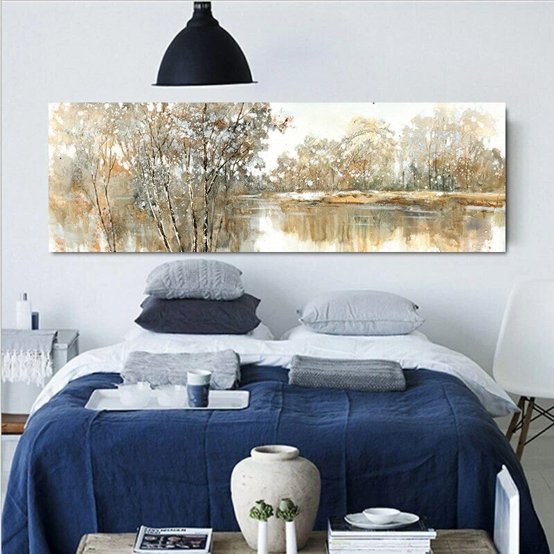 Абстрактный пейзаж деревья и озера плакаты и гравюры настенное искусство холст живопись  - Изображение 3 из 4