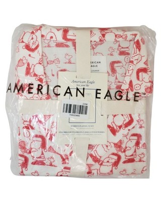 American Eagle Flannel Pajama Set Snoopy Holiday Christmas Medium Red NWT  