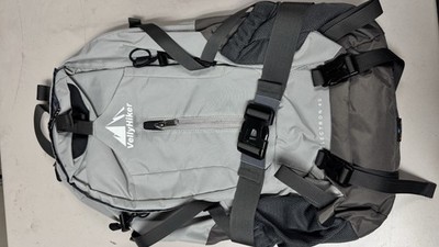 Vellyhiker electron 40 Hiking Backpack In Light Gray And Charcoal Color Scheme.