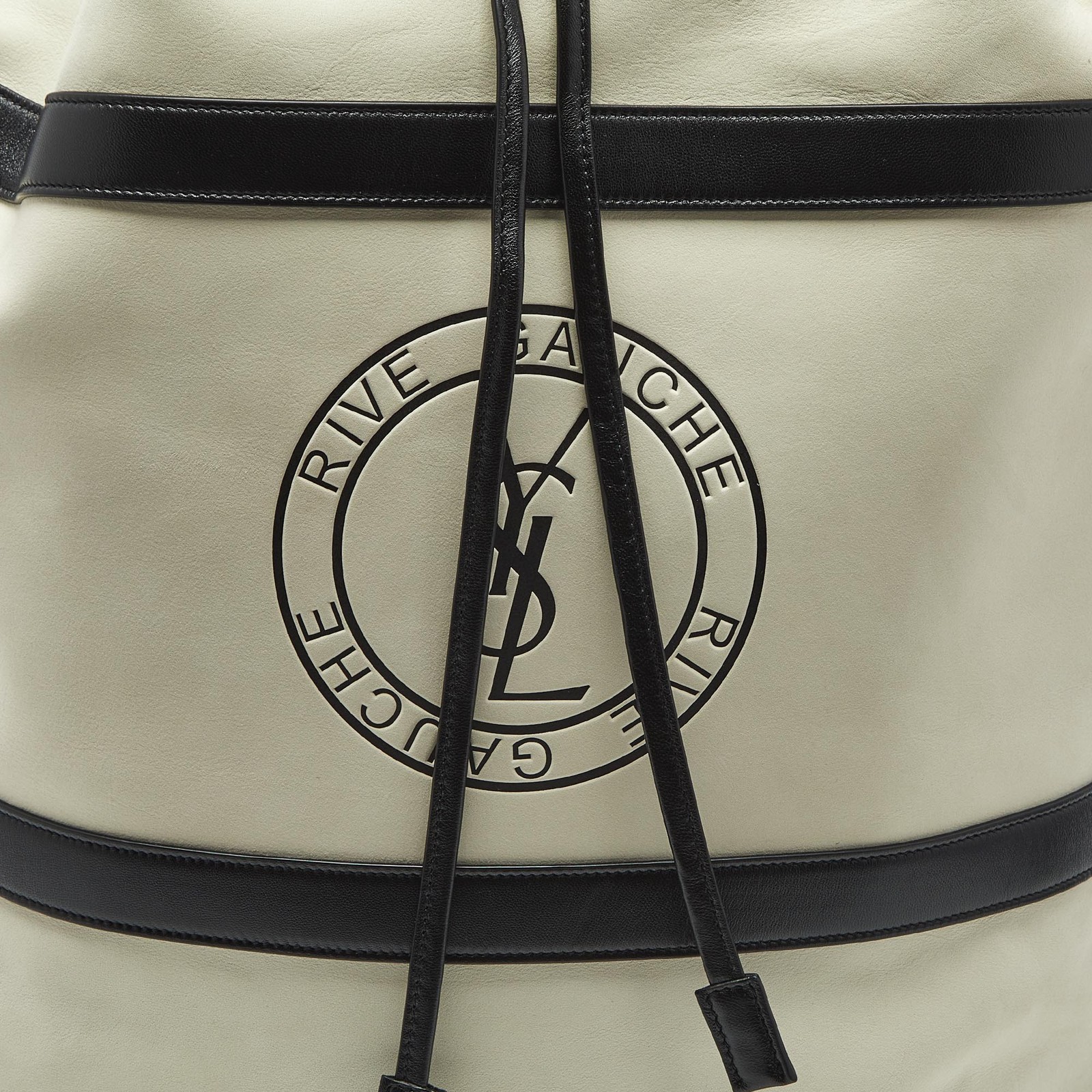 Borsa a tracolla Saint Laurent crema nero nabuk e pelle Rive Gauche