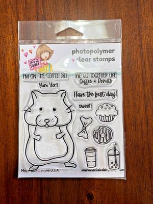 Not 2 Shabby YUM YUM Clear Stamp Set Coffee Donuts Hamster Photopolymer New
