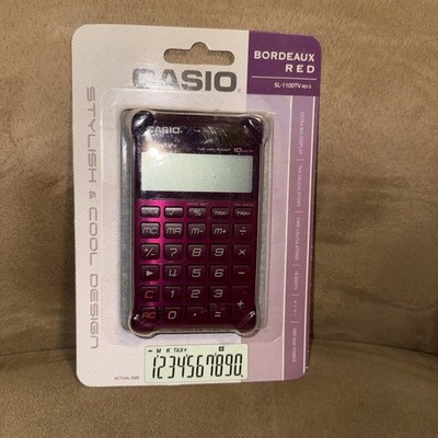 CASIO HANDHELD CALCULATOR Factory Sealed SL-1100TV-RD-S Bordeaux Red Collectible