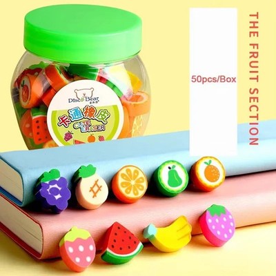 50-teilig Kreative Tier Obst Radiergummi Set Mini Kawaii Schreibwaren