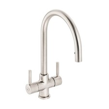 Abode Kitchen Tap Mono Mixer Pull Out Brushed Nickel Dual Lever Modern Faucet