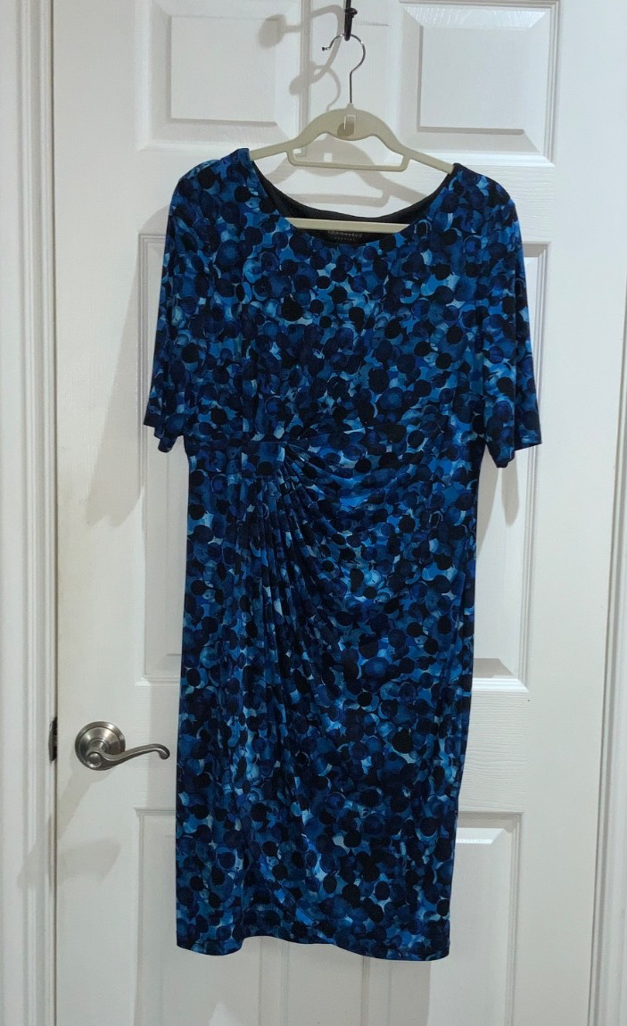 Connected Apparel blue print dress Sz 14