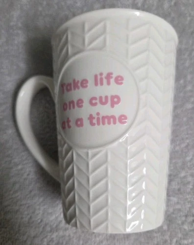Dunkin' Donuts 2020 Sweater Ceramic Mug Take Life One Cup At A Time Pink READ