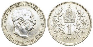 FITZ Österreich Franz Joseph Krone Wien Habsburg 1913 Münze Silber µFIM159