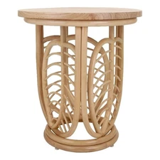 New Pacific Direct Ayra Rattan Side/End Table w/ Wood Top in Natural