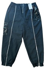 Nike Women ICON CLASH WOVEN Black PANTS Size L Zipper NWT
