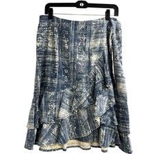 LRL Ralph Lauren Jeans Company Skirt linen cotton blend ruffle front casual sz 8