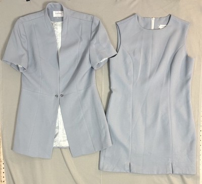 C Comma Vintage Gray Blue Dress Suit 42/44 Made Buenos Aires Classy Rare