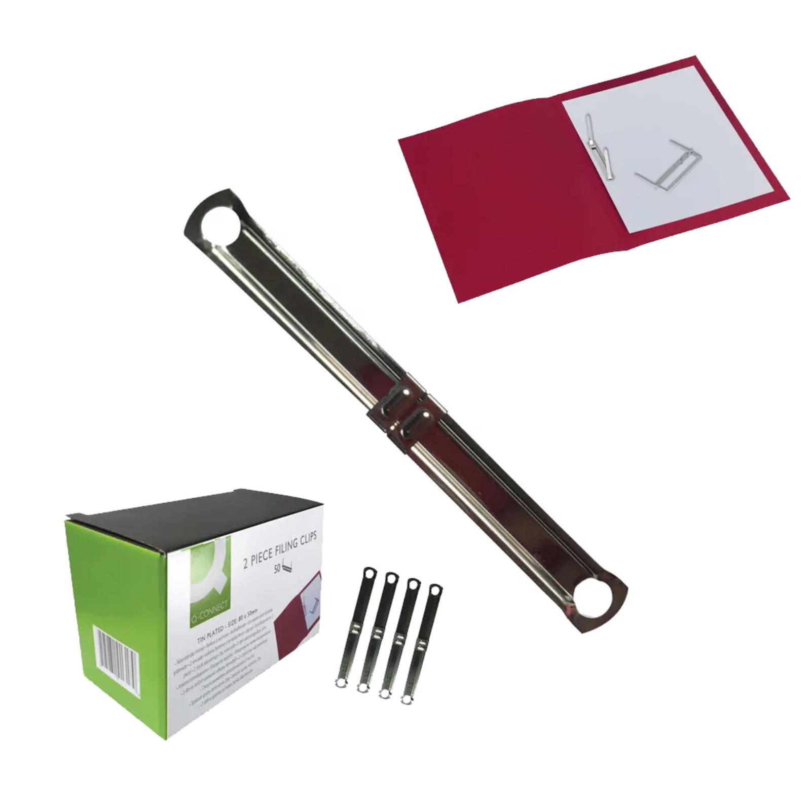 Q-Connect 2 Piece Filing Clip (50 Pack) - Image 2