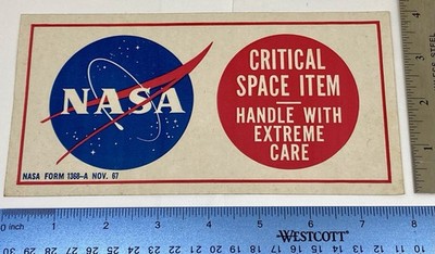 VINTAGE Nasa Real 1967 8x4 Decal/Sticker Genuine CRITICAL SPACE ITEM Form 1368