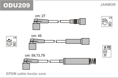 JANMOR Zündleitungssatz ODU209 für CORSA CC VECTRA OPEL TR S83 S93 J89 F08 F68
