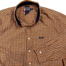 Vintage Chaps Ralph Lauren Shirt Mens L Orange Plaid Easy Care 90s Button Up