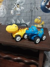 2 Dinosaur Pullback Friction Cars Rubber Tires Triceratops And Stegosaurus 3"