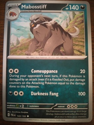 Pokémon TCG - Mabosstiff PAL 143/193 - Englisch, NM, Paldea Evolved, Uncommon
