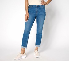 Martha Stewart Indigo Rolled Hem Ankle Jeans-Med Indigo-Reg 2 A681968
