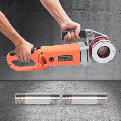 1/2'' - 2 Inch Handheld Electric Pipe Threader Threading Machine W/6 Pipe Cutter