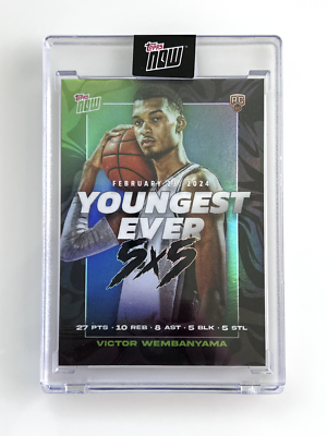 2024 Topps Now Victor Wembanyama Rookie RC Youngest Ever 5X5 #VW-2