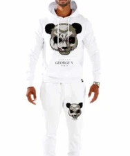 Avenue George V Paris Tracksuit  Jogging Suit White 2 piece Set Jumpsuit  XL