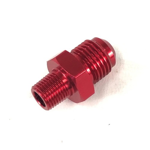 Aluminum Fitting Adapter 6AN Male end to 1/8NPT Male end Flare Straight Red - Picture 6 of 8