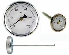 TERMOMETRO PER FORNO A LEGNA FUMI 500° C 60 MM SONDA LUNGA CM 10 15 20 30 27802V