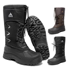 Men Snow Boots Waterproof Mid-Calf Fur Lined Insulated Warm Winter Ski Boots
