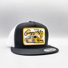 Geoff Bodine Nascar Trucker Hat, Levi Garrett #5 Racing Patch on a Yupoong 6006