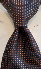 XMI Classic Mens 100% Silk Necktie Hand Made in USA Brown Gold