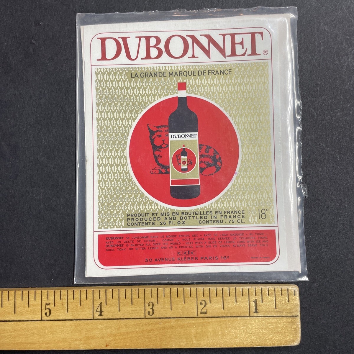 Vintage 1950s Dubonnet Wine UNUSED Paper Label Paris France Q1938