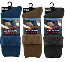 1& 3 Mens Brushed Thermal Fleece Bed Socks Thick Warm Winter Lounge Cosy Feet