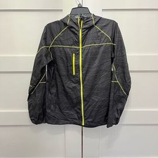 ASICS windbreaker black brine green grey zip up hooded size medium